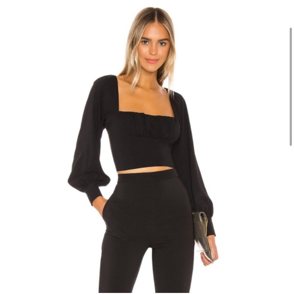 Capulet Florence Black Ruched Cropped Blouse - Picture 3 of 7
